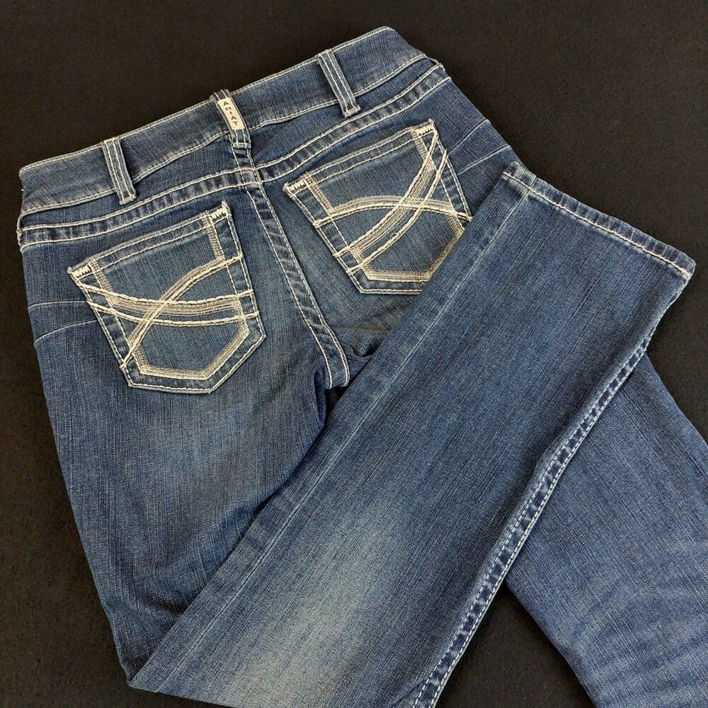 Ariat REAL Mid Rise Straight Jeans Womens 29S (Fit 30X30.5) Blue Dresden